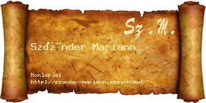 Szünder Mariann névjegykártya