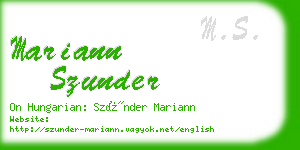 mariann szunder business card
